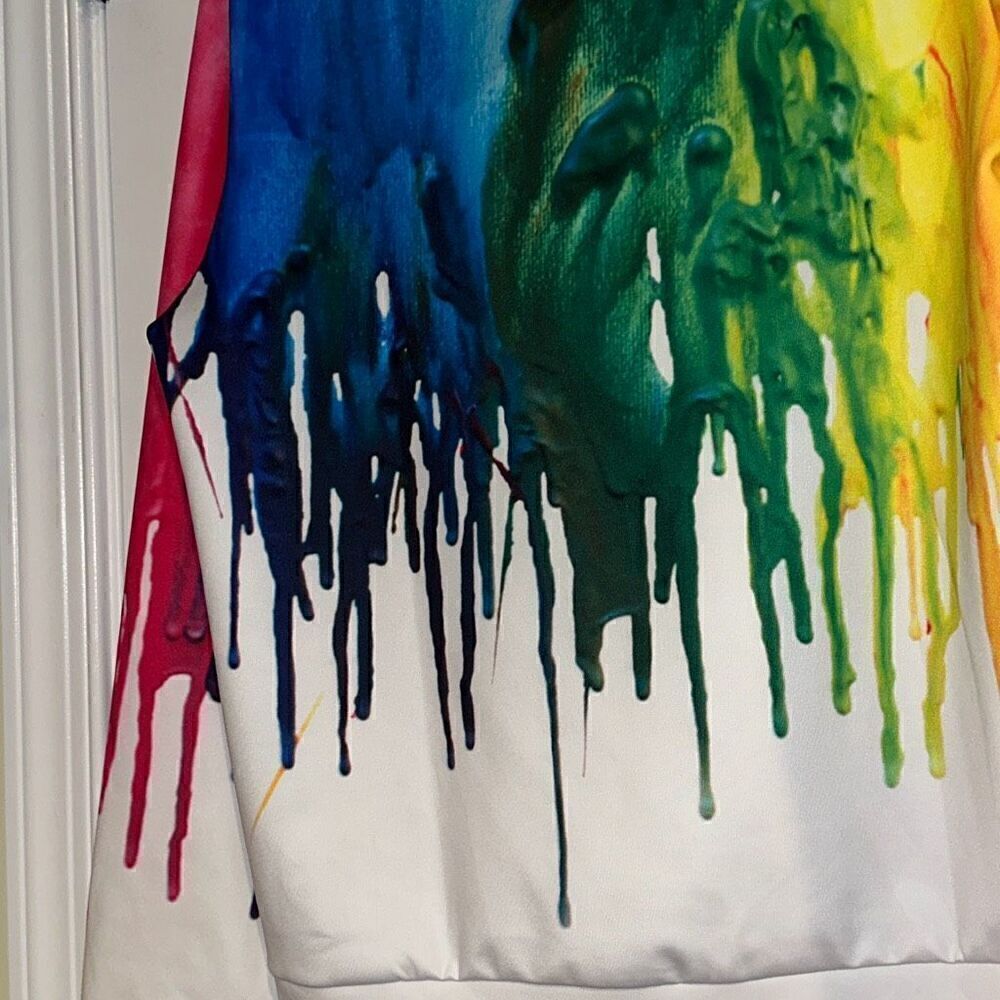 Multicolor Rainbow Paint Drip Hoodie By Newcosplay Girl's Size XL - Picture 9 of 12